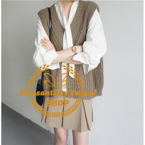 ベスト レディース ニット セーター プルオーバー ノースリーブ 秋服 春服 アウター カジュアル ...