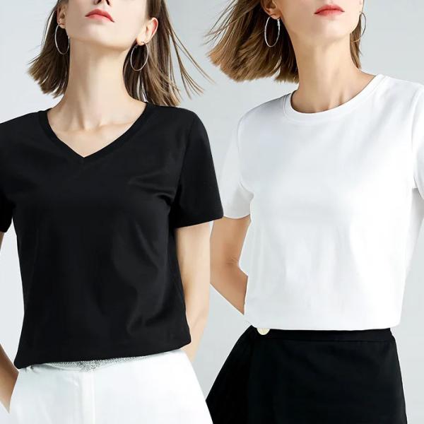 プレミアムコットン 半袖tシャツ レディース vネック クルーネック 速乾 ストレッチ 無地 スポー...
