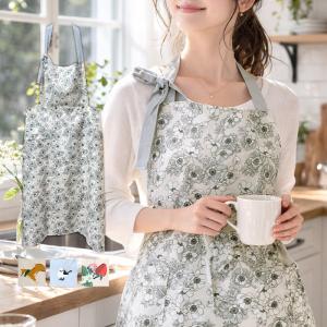 エプロン おしゃれ ワンピース 保育士 家事 掃除 介護 台所 キッチン ポケットつき ロング スリム かわいい いちご 柴犬 シマエナガ 花 フラワー おしゃれ