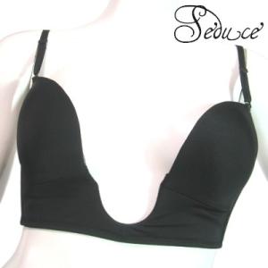 ブラジャー深Vや胸の開いた洋服用ブラパッド内蔵可能ブラック黒色LASeduce