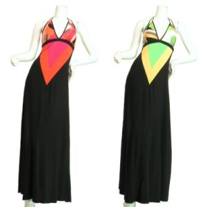 ロングドレスワンピースマキシ丈Ｖカットデザインシンプルホルターネックパーティーや二次会にも！ピンクグ...