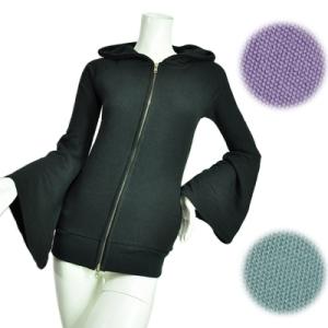 SALE パーカーワイドベルスリーブワッフルサーマル生地ビンテージ調ブラックパープルグレーＳｅｄｕｃ...