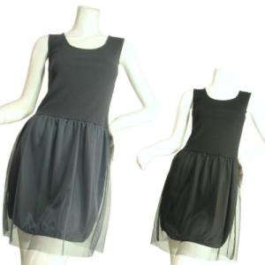 ワンピースノースリーブ型チュールレーススカートパニエ風ひざ丈グレーブラックＳｅｄｕｃｅ