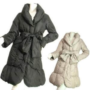 ダウンコート襟元ぷっくりエレガントプリンセスラインで上品美シルエットブラック・ベージュＭ・ＬサイズＳ...