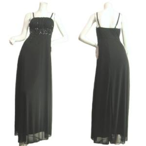 SALE ロングドレスシフォンワンピース胸下ブラックビジューマキシ丈パーティードレスＳｅｄｕｃｅ