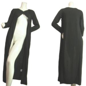 ロングカーディガンシンプルノーカラーノーボタン羽織るだけでカッコよく着こなせますセレブ風ブラック黒Ｓ...