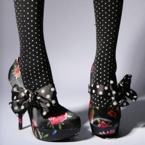 パンプスハイヒールドットリボンメリージェーン甲ベルト和柄ヒール約１４ｃｍIRON FISTＳｅｄｕｃ...