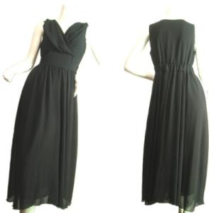 ドレスワンピースロングマキシ胸下切り替えシフォン　フォーマルパーティーブラック無地黒Ｓｅｄｕｃｅ