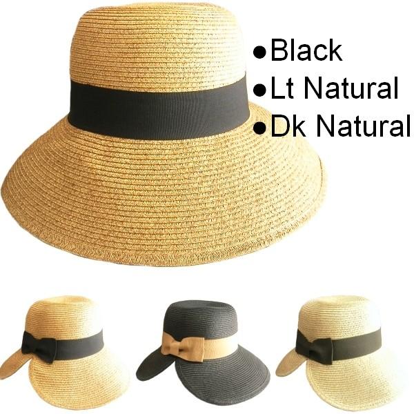 つば１０ｃｍクロッシェオープンバックダウンブリムストローハットＬＡＳｅｄｕｃｅ