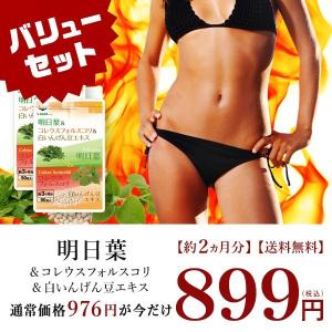 お試し ポイント消化 バリューセット 明日葉＆コレウスフォルスコリ＆白いんげん豆エキス 約2ヵ月分　お試しセール限定価格　サプリ　サプリメント