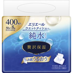 大王製紙 エリエール ウエットティシュー 純水タイプ 贅沢保湿 ボックスつめかえ用 50枚×8P｜seedeck