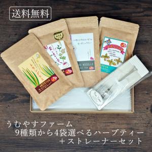 ハーブティー 沖縄宮古島 うむやすファーム 9種類から4袋選べるハーブティー＋ストレーナーセット ノ...