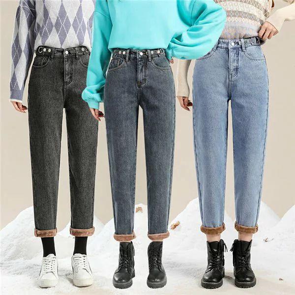 暖パン デニムパンツ レディース 裏ボア 裏起毛 ファッション テーパードパンツ パンツ 裏起毛パン...