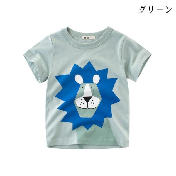 プリントTシャツ 半袖 ラウンドネック 丸首 丸襟 子供用 トップス カットソー アニマル 動物 ラ...