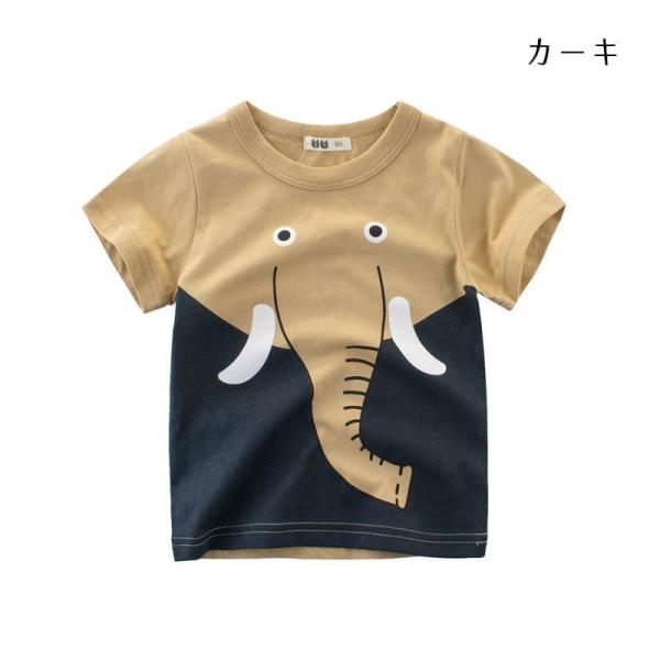 プリントTシャツ 半袖 ラウンドネック 丸首 丸襟 子供用 トップス カットソー アニマル 動物 ラ...