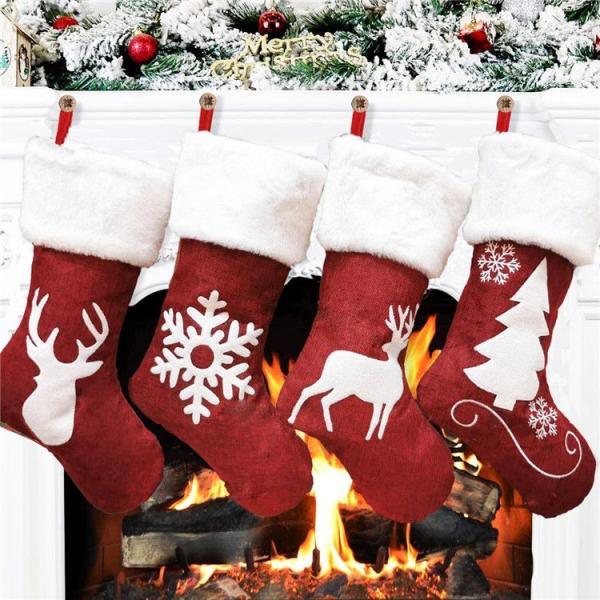 2点セットクリスマス 飾り 靴下 サンタ オーナメント デコレーション お菓子バッグ ソックス クリ...
