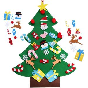 クリスマスツリー DIY フェルトクリスマスツリー クリスマスオーナメント 面ファスナー DIY クリスマスツリー 95cm 布製フェルト 飾り 壁掛け タペストリー 手｜seeds-seeds