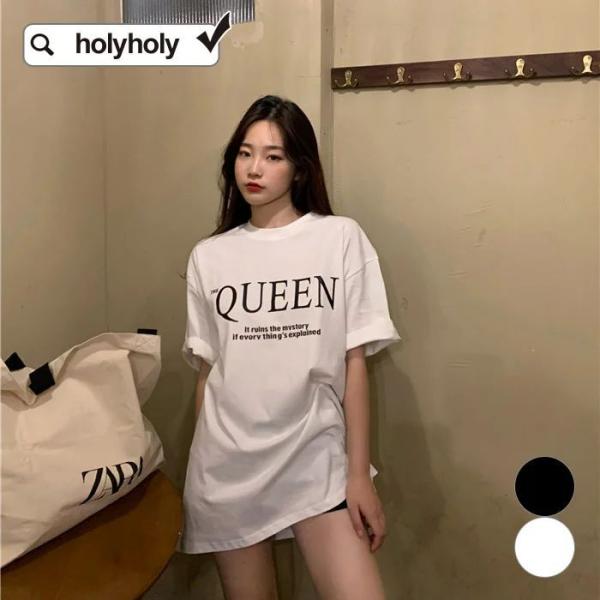 Tシャツ  QUEENロゴ プリント 半袖 Tシャツ ★Tシャツ  半袖 トップス カットソー プリ...