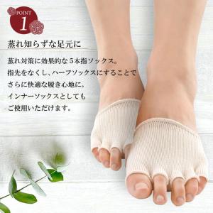 シルク 靴下 5本指 ハーフソックス クッショ...の詳細画像1