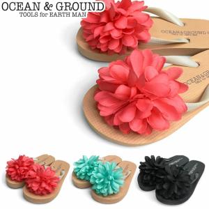 OCEAN&GROUND ビーチサンダル 女の子 キッズ 厚底 花 フラワー おしゃれ オーシャン&グラウンド 1814002 子供 サンダル ビー｜seek2