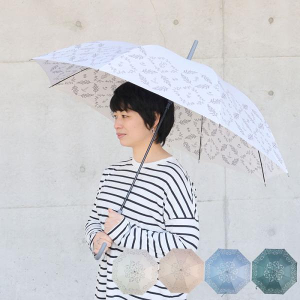 傘 レディース 大きめ ジャンプ 長傘 雨傘 60cm おしゃれ 草花柄 花柄 ボタニカル柄 20-...