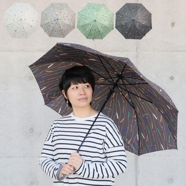 傘 レディース 大きめ ジャンプ 長傘 雨傘 60cm おしゃれ ペンシル柄 鉛筆 色鉛筆柄 20-...