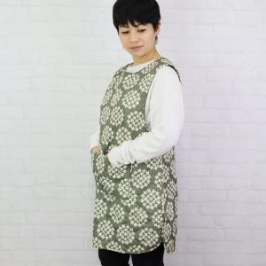エプロン 暖かい 防寒 キルティング ノースリ...の詳細画像2