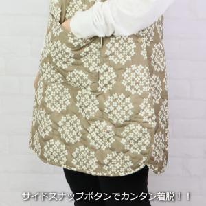 エプロン 暖かい 防寒 キルティング ノースリ...の詳細画像4