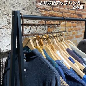 ハンガー 収納 衣類収納アップハンガー 2本組 衣類ハンガー 掛けるだけ 収納スペース 1.5倍 ハンガーラック 段違い クローゼット お