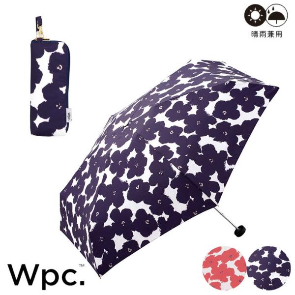 wpc 折りたたみ傘 晴雨兼用 折りたたみ 傘 レディース 雨傘 ハナプリント mini 50cm ...
