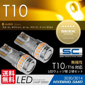 HONDA シビック Type R H29.7〜 T10 LED サイドマーカー / ウインカー SEEK Products SCシリーズ 無極性 ウェッジ球 アンバー 黄 19発 送料無料｜seek