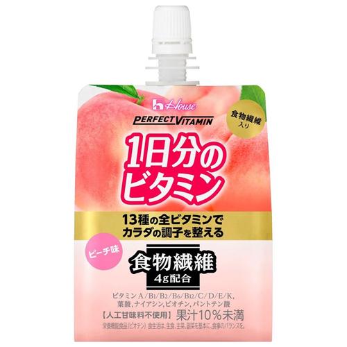 ハウスウェルネスフーズ　パーフェクトビタミン　１日分のビタミンゼリー　食物繊維　ピーチ味　１８０ｇ×...