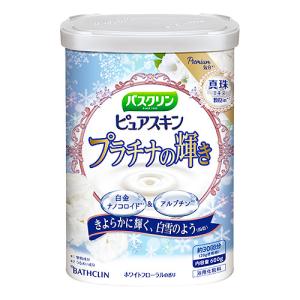 バスクリン ピュアスキン プラチナの輝き 600g(約30回分) ×15個(1ケース) /浴用化粧料 /ホワイトフローラルの香り /スノーホワイト色のお湯｜segp-shop