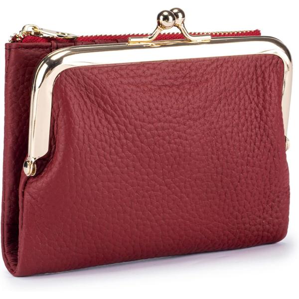 がま口財布 本革 レディース 二つ折り財布 旅行財布 大容量 柔らかい 小銭入れ付き 牛本革 軽量 ...