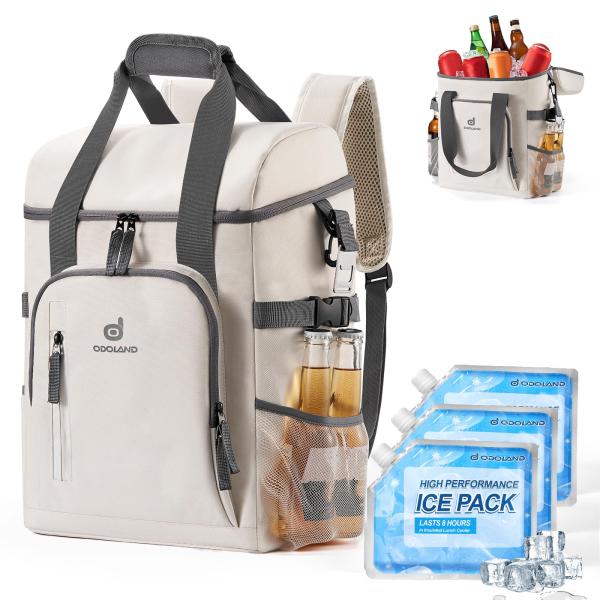 保冷リュック 22L ソフトクーラーボックス 16時間保冷 4層断熱構造 保冷剤アイスパック3個と栓...