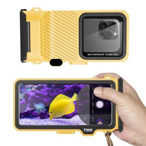潜水用ケースiphone 水中撮影スマホ防水ケース 水中 写真 IPX8標準防水レベル水深さ15mまで潜水 水中タッチ機能 ストラップ付き6.9インチ以下スマホ対応