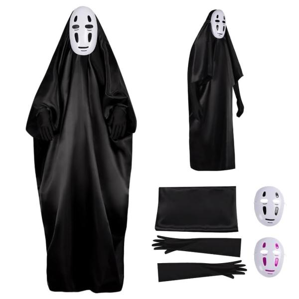衣装 大人 4点セット カオナシ ハロウィン コスプレ マスク2枚付き 手袋付き お化け屋敷 顔隠し...