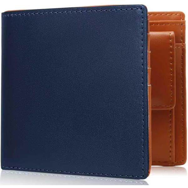 栃木レザー 財布 メンズ 2つ折 コンパクト カード10枚収納&amp;RFIDスキミング防止 一流...