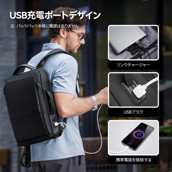 マークライデン 3WAY ビジネスリュック 薄型 メンズバックパック usbポート付き 15.6イン...