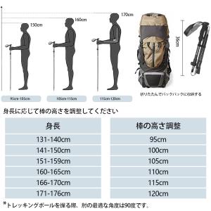 トレッキングポール 登山用ストック 折りたたみ...の詳細画像1