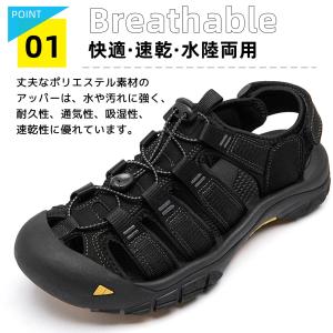 スポーツ サンダル メンズ 水陸両用 アウトド...の詳細画像2