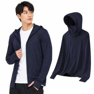 -5℃冷感技術 ラッシュガード ラッシュパーカー メンズ 超軽量＆UPF50+ 薄手 冷感 UVカット 長袖 フード付き 涼しい 日焼け止め トップス 紫外線対策 通気速乾