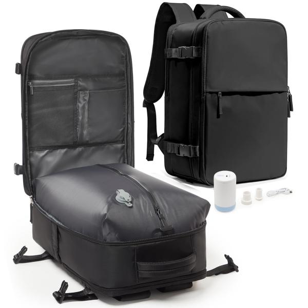 60L 真空圧縮リュックサック メンズ向け 旅行用バックパック防水防塵 大容量 14/15.6/17...