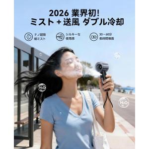 携帯扇風機 ハンディー扇風機 ミスト付き 連続...の詳細画像1