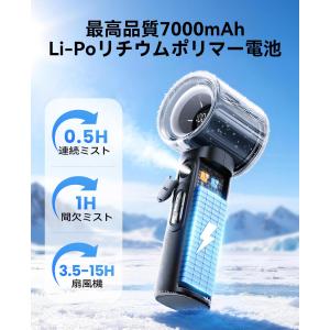 携帯扇風機 ハンディー扇風機 ミスト付き 連続...の詳細画像3