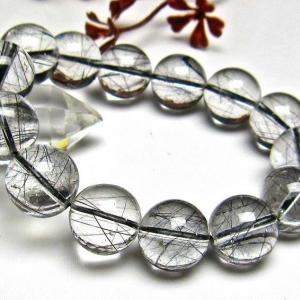 最高級【プレミアム】 ブラックルチル （二酸化チタン）ブレスレット