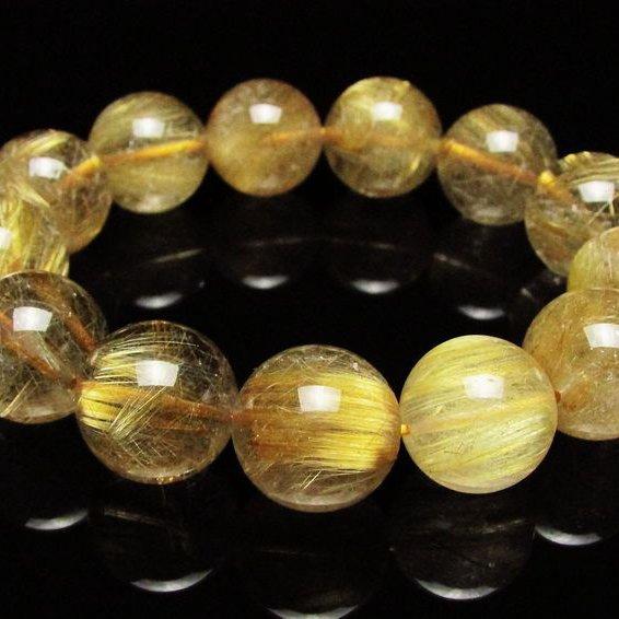 ルチルクォーツ ブレスレット ゴールドタイチンルチル  16mm  k1-1280