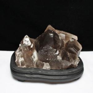 スモーキークォーツ 煙水晶 六角柱 ダブルポイント 6.5Kg 台座付属