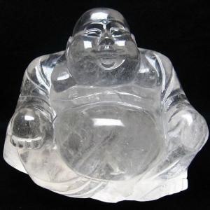 送料無料」「1点もの 画像現品販売」 水晶 布袋像 七福神 置物 天然石