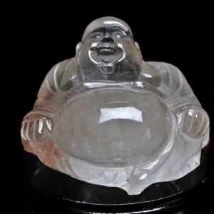 送料無料」「1点もの 画像現品販売」 水晶 布袋像 七福神 置物 天然石